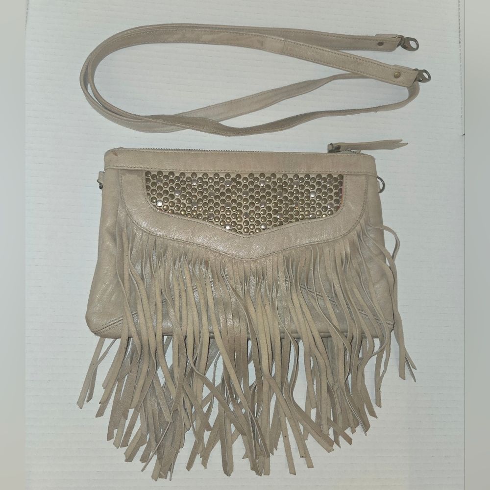 Cleobella Tan Fringe Crossbody Bag